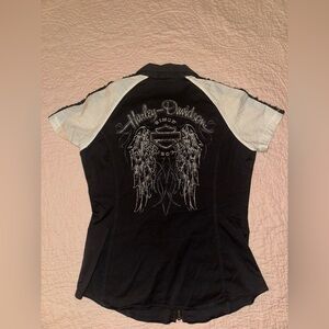 Harley Davidson Biker Short Sleeve Zip-Up